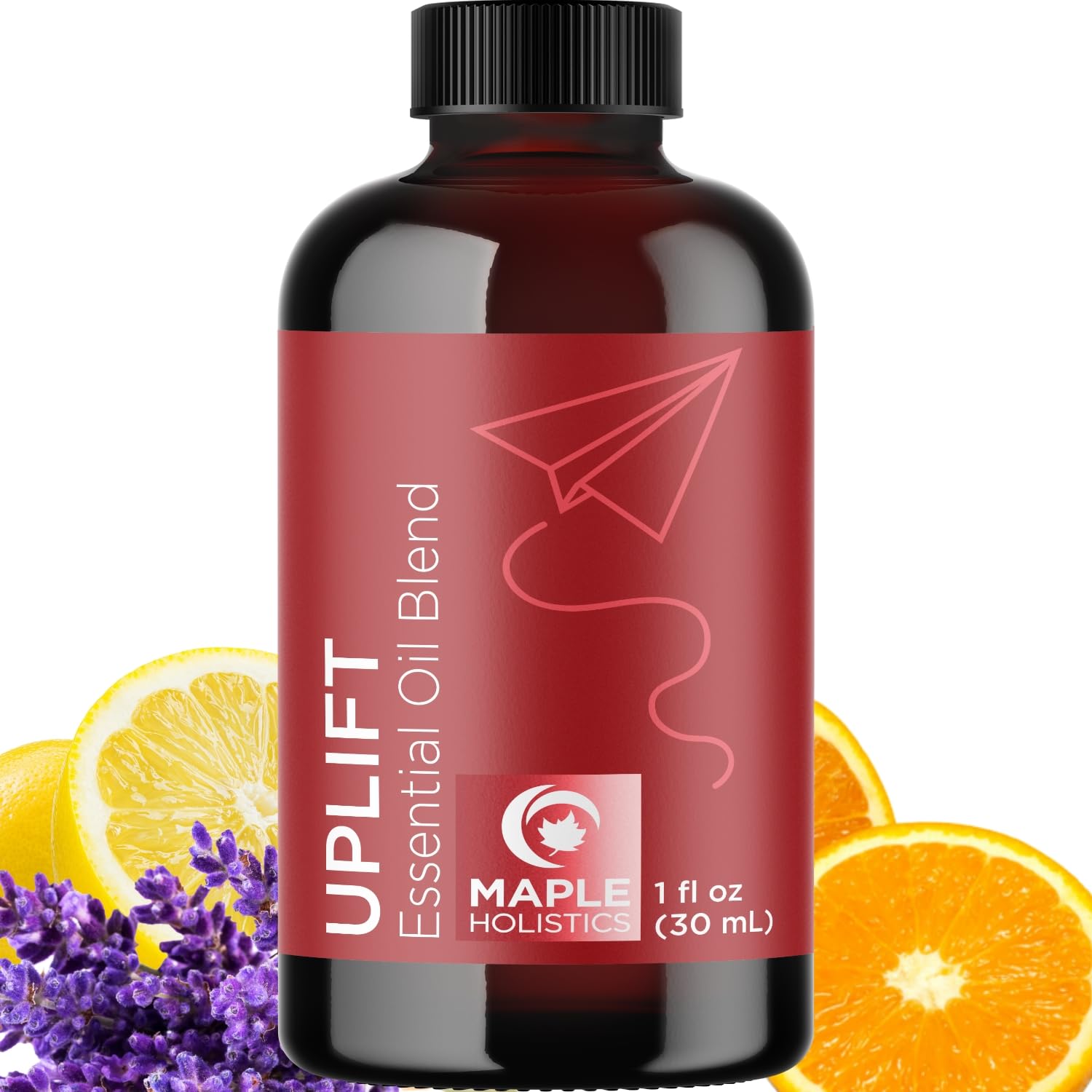 Uplift Aromatherapy Essential Oil Blend bottle with citrus and floral accents