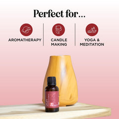 Close-up of Uplift essential oil blend label for diffuser use