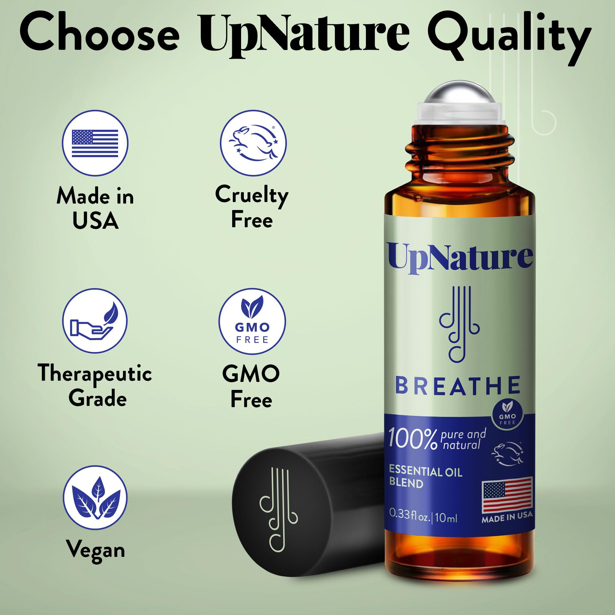 All-natural essential oil blend ingredients: eucalyptus, peppermint, tea tree, pine needle, lemon, cardamom, bay laurel
