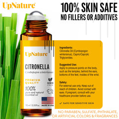 Citronella leaves and bottle of essential oil