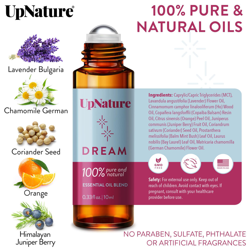 Aromatherapy ingredients including orange, juniper berry, coriander and chamomile