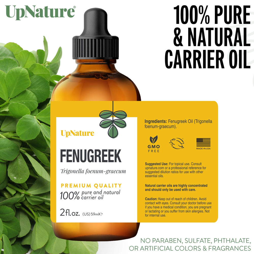 Steam-distilled fenugreek essential oil in bottle