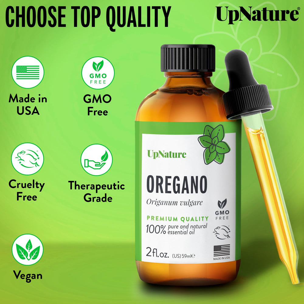 Ingredients: oregano oil label close-up