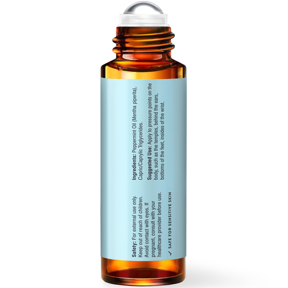 Travel-friendly peppermint roll-on for nausea relief