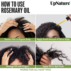 Applying rosemary oil to hair for nourishment