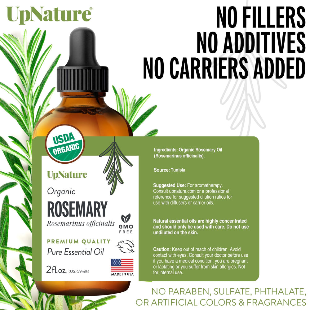 UpNature Rosemary Oil packaging and bottle