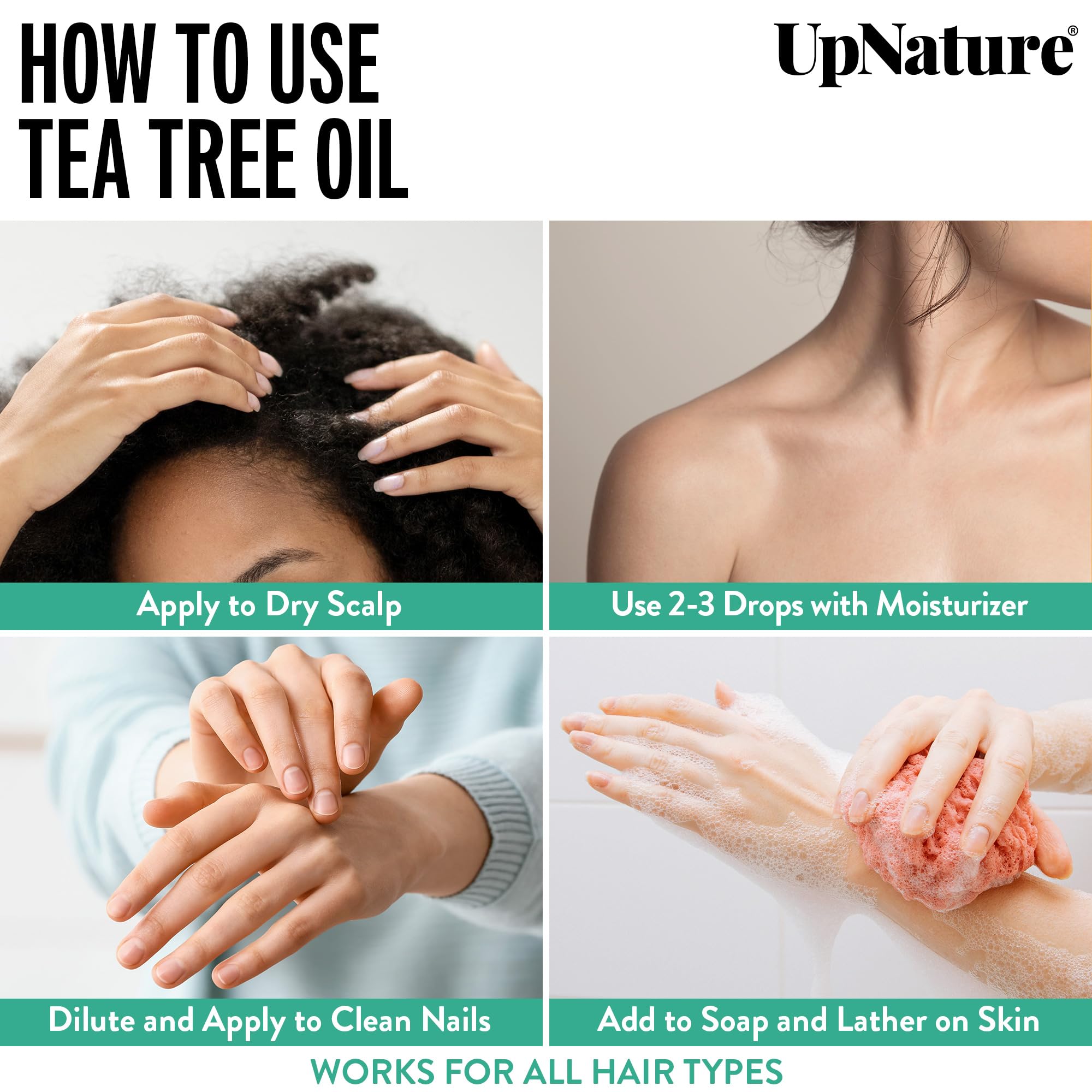 Tea tree oil applied to nails and cuticles