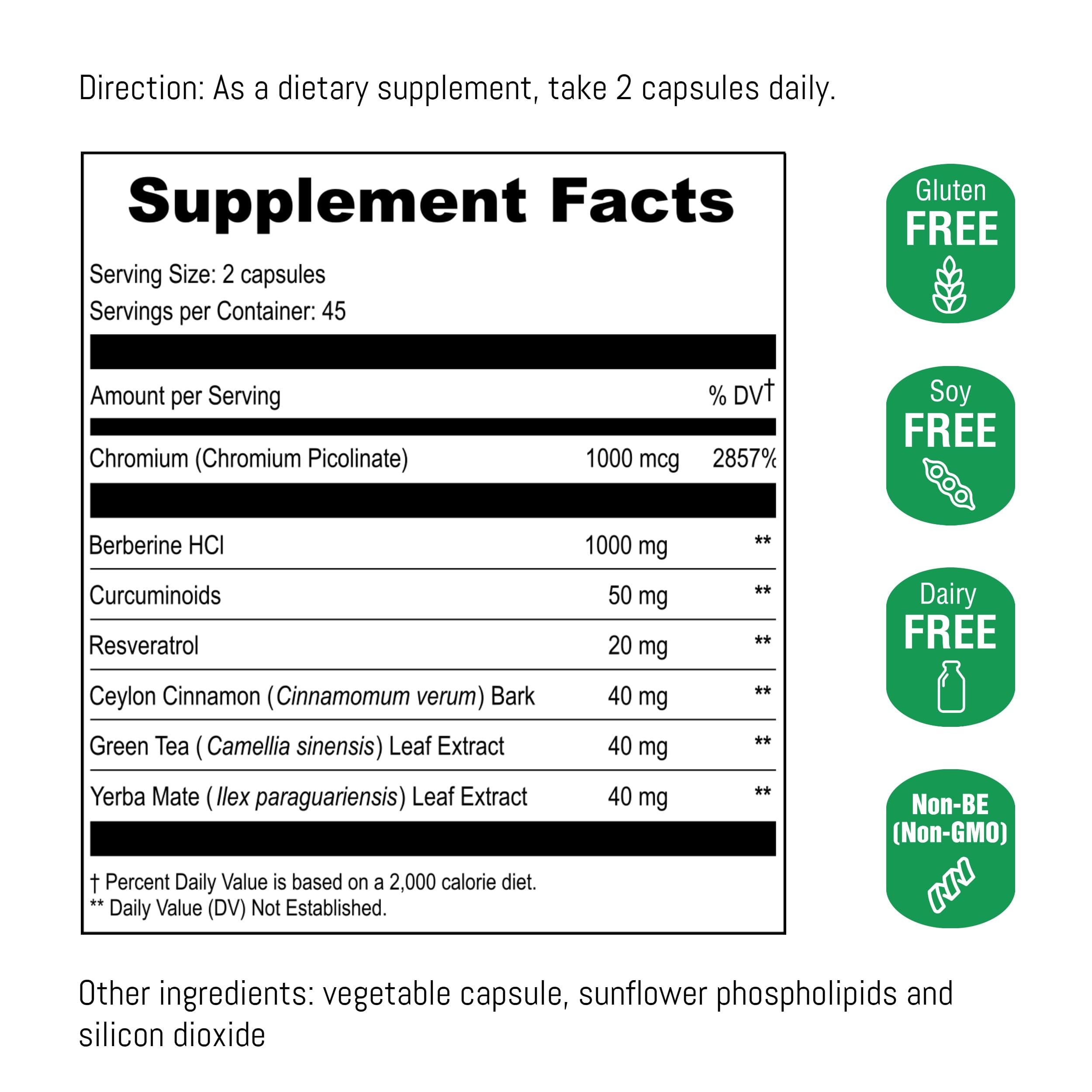 90-count bottle of UpNourish Berberine capsules