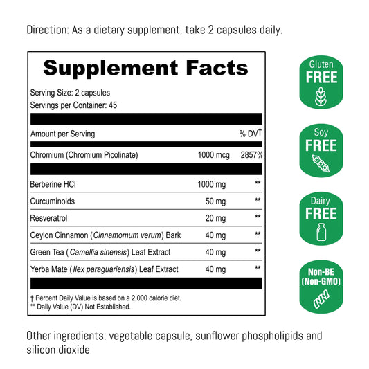 90-count bottle of UpNourish Berberine capsules
