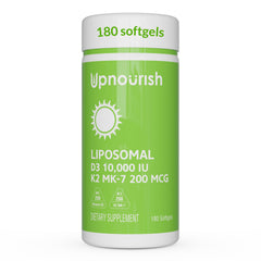 UpNourish Liposomal D3 K2 softgel bottle with 180 mini softgels