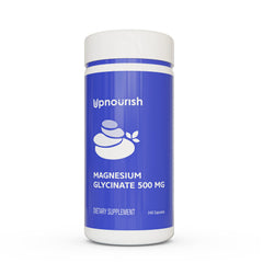Front view of UpNourish Magnesium Glycinate Chelate 500mg capsules bottle