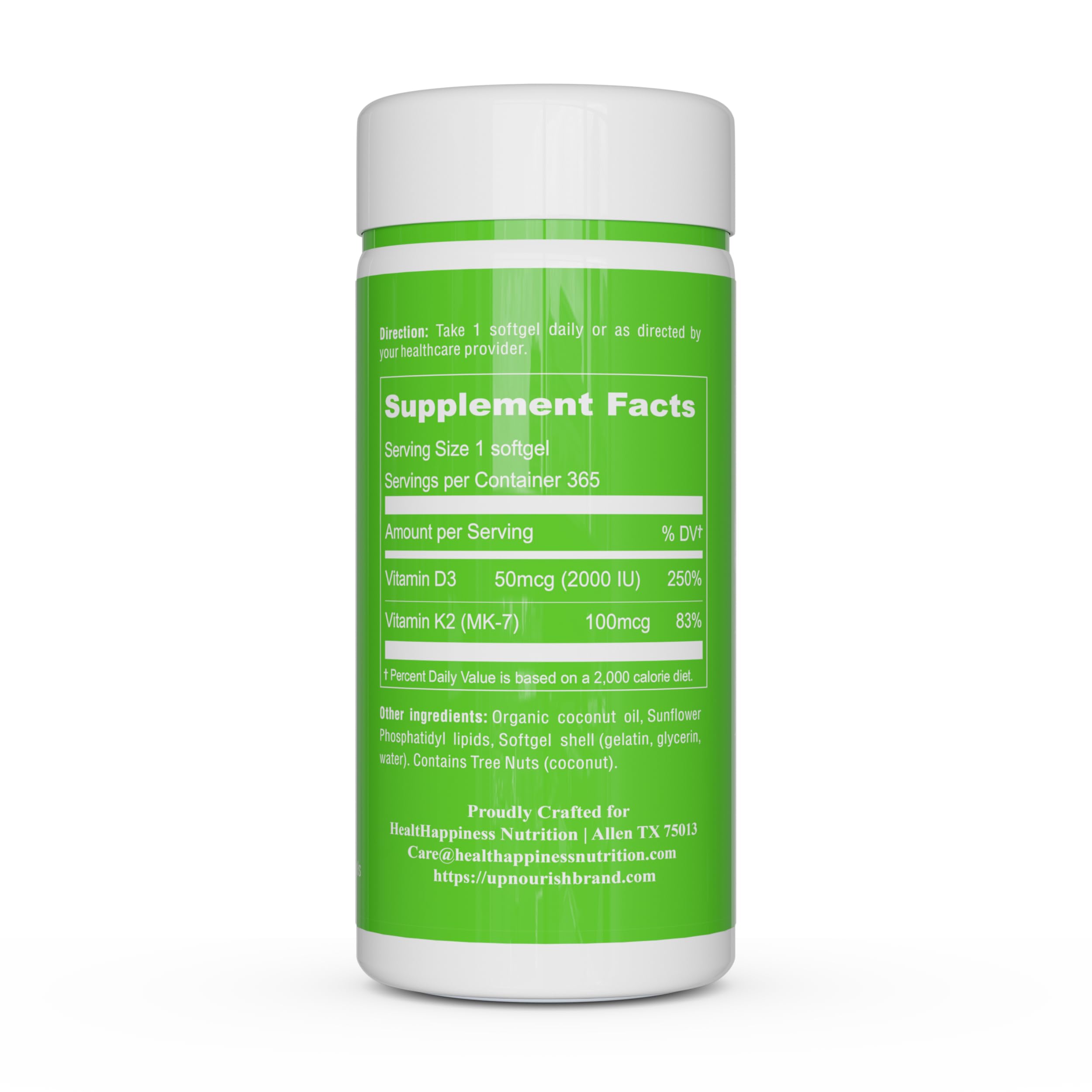 Organic coconut oil liposomal delivery system for D3 K2