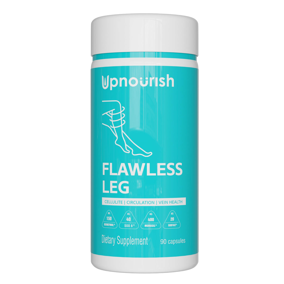 UpNourish cellulite and vein health supplement bottle with Caviar Collagen