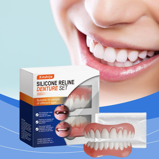 Close-up of upper and lower denture liners