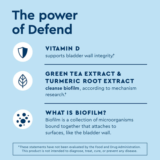 Close-up of Uqora Defend bottle label