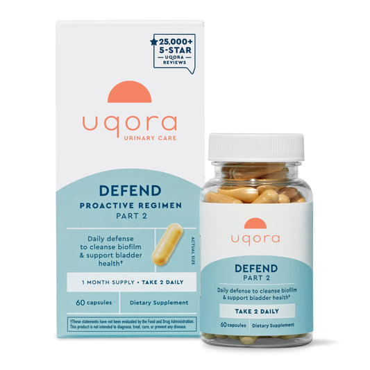 Uqora Defend urinary tract health supplement bottle
