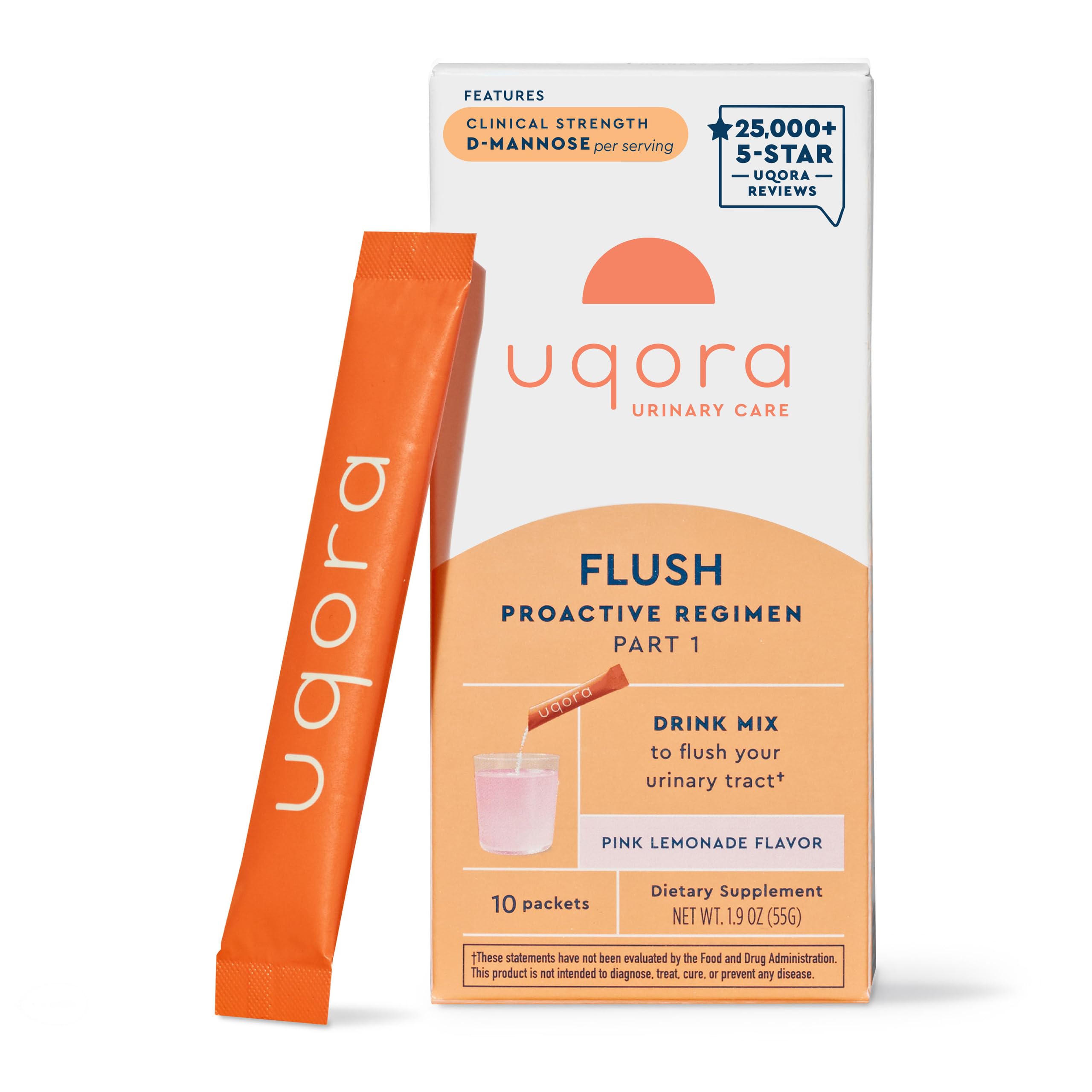 Uqora Flush pink lemonade flavor packet front label