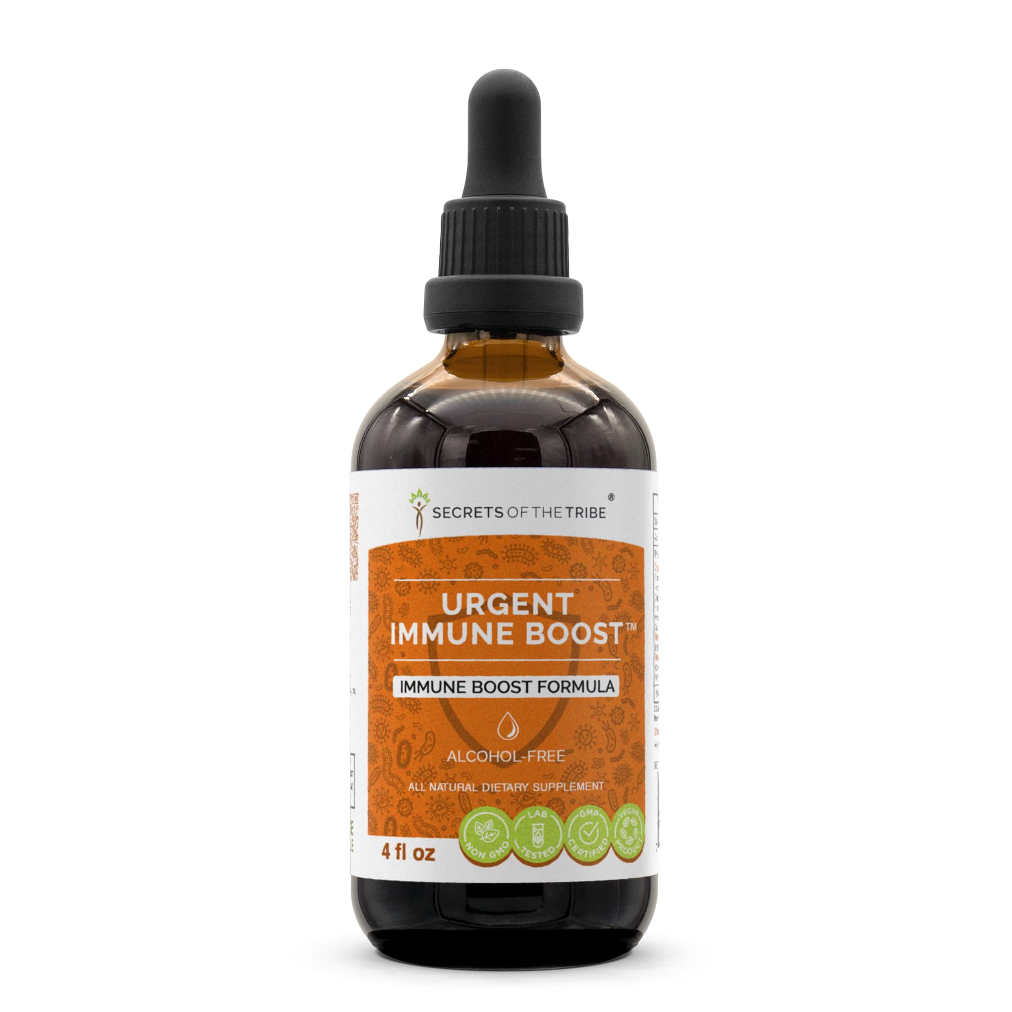 4 oz bottle of urgent immune boost drops with elder and echinacea