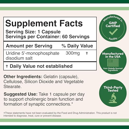Uridine Monophosphate capsules, 300mg each