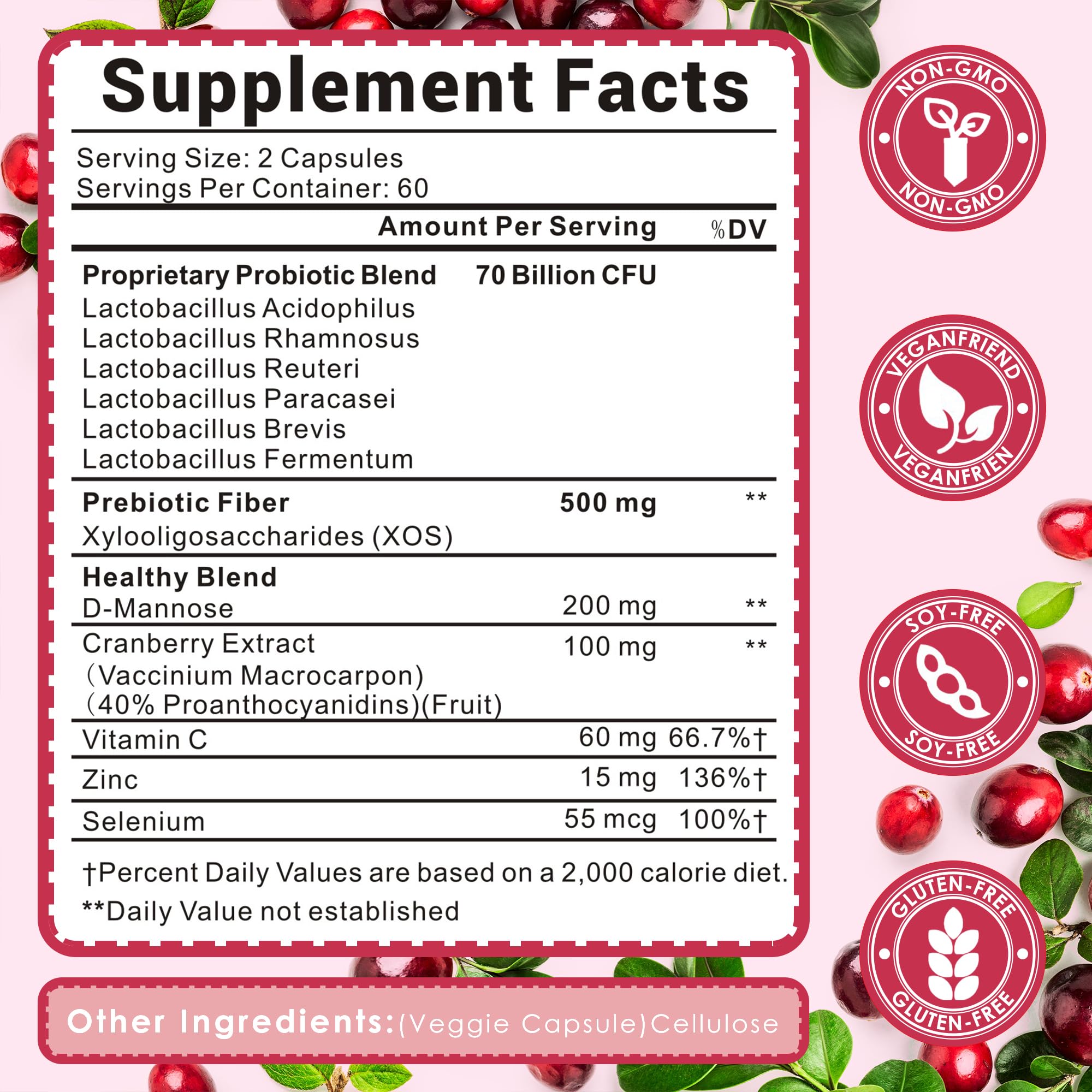D-Mannose and Organic Cranberry extract supporting urinary tract health