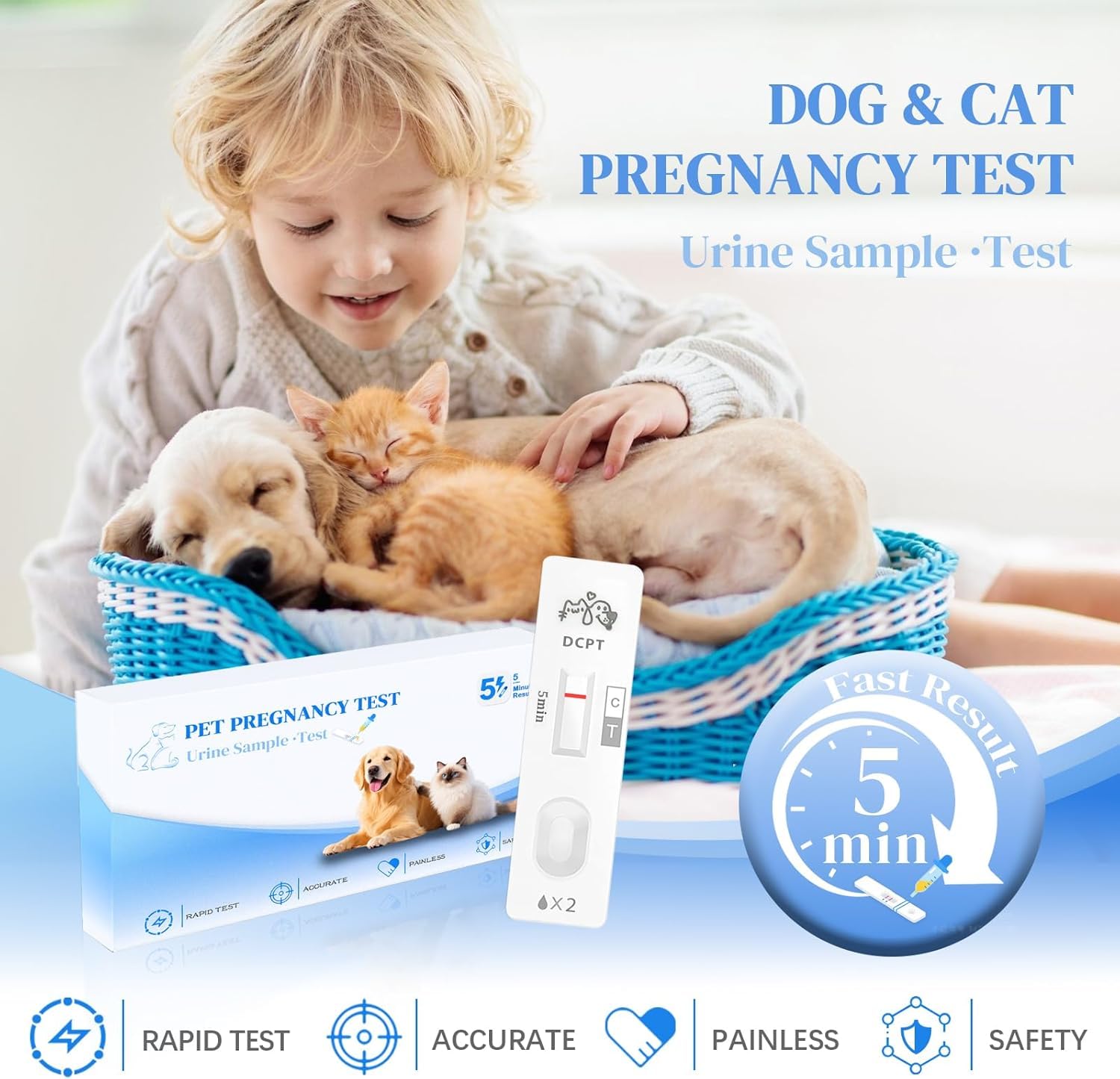 Pet owner collecting urine sample at home for pregnancy test