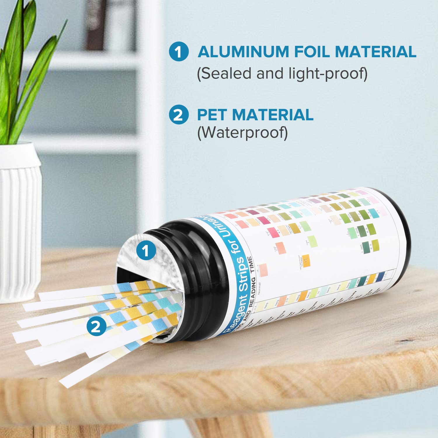 Dip test strip and read results for at-home testing