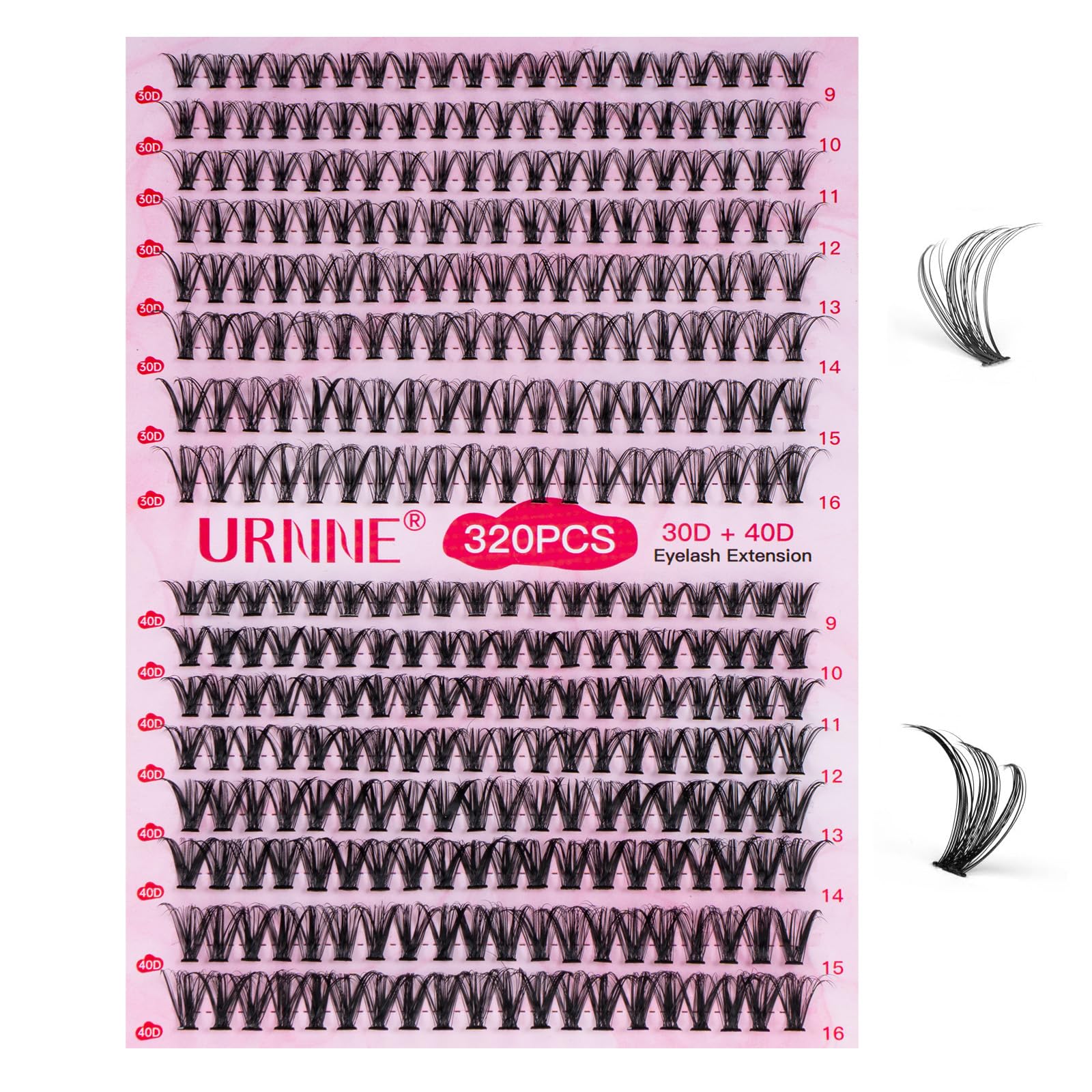 URNNE 30D-40D curls for natural to fluttery lashes