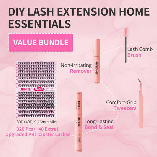 URNNE 320 pieces lash clusters in lightweight PBT fiber for fluffy wear