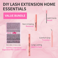 URNNE 320 pieces lash clusters in lightweight PBT fiber for fluffy wear
