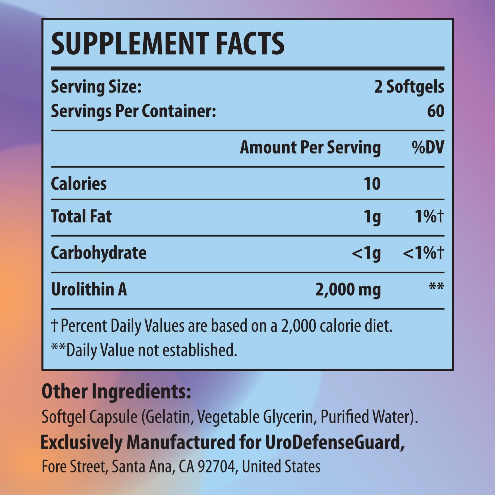 Bottle showing 120 softgels of UroDefenseGuard
