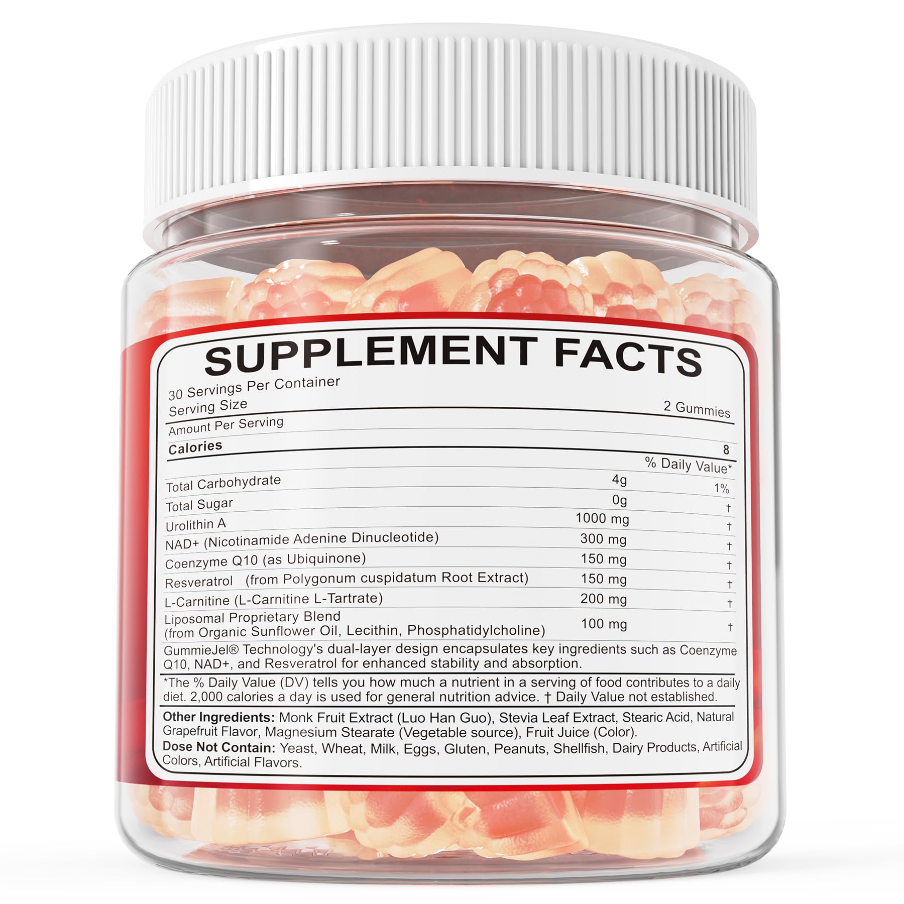 Serving suggestion showing two gummies per day