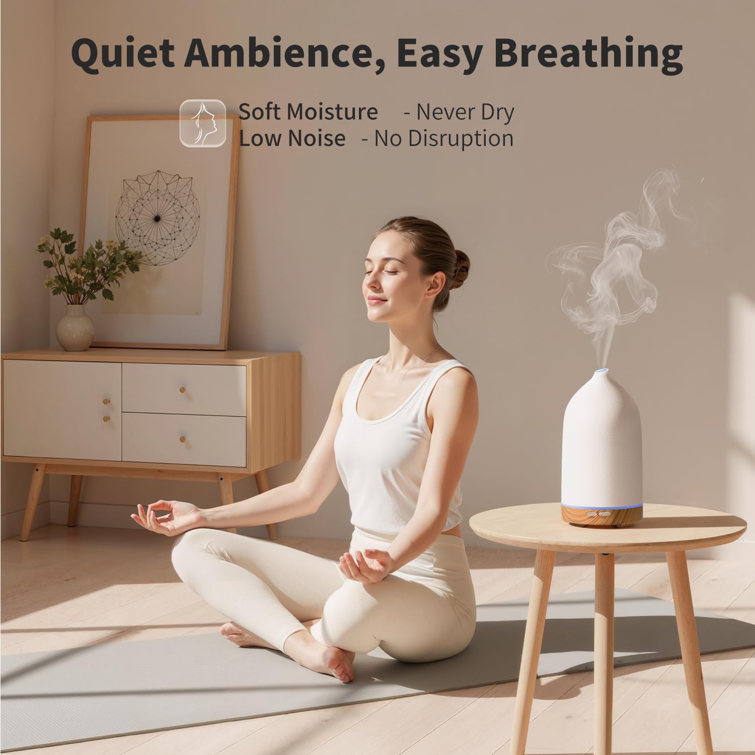 Diffuser placed in a living room or office setting