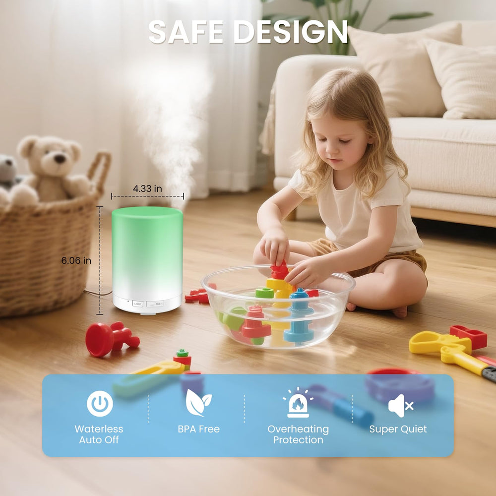 7 color-changing LED lights illuminating the diffuser