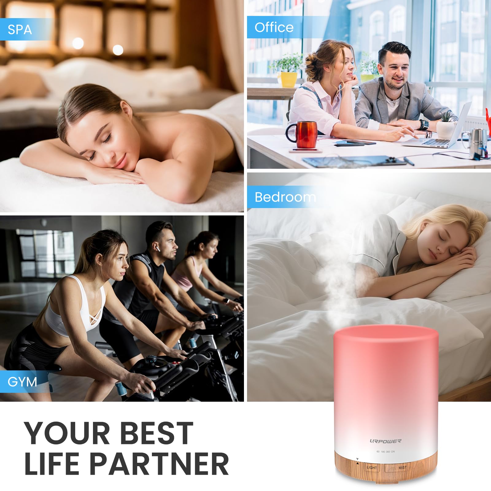 URPOWER diffuser in a home office or yoga space