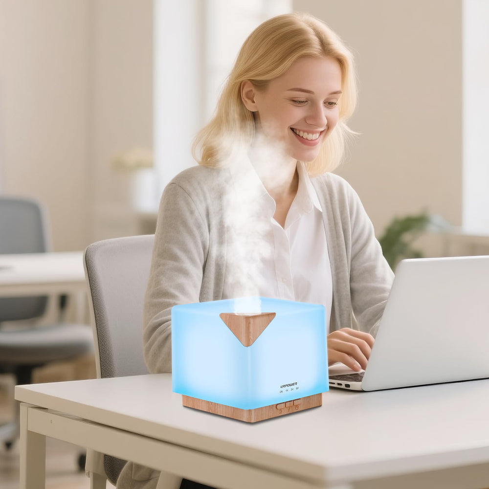 URPOWER diffuser running with 4 timer settings and 20+ hours runtime