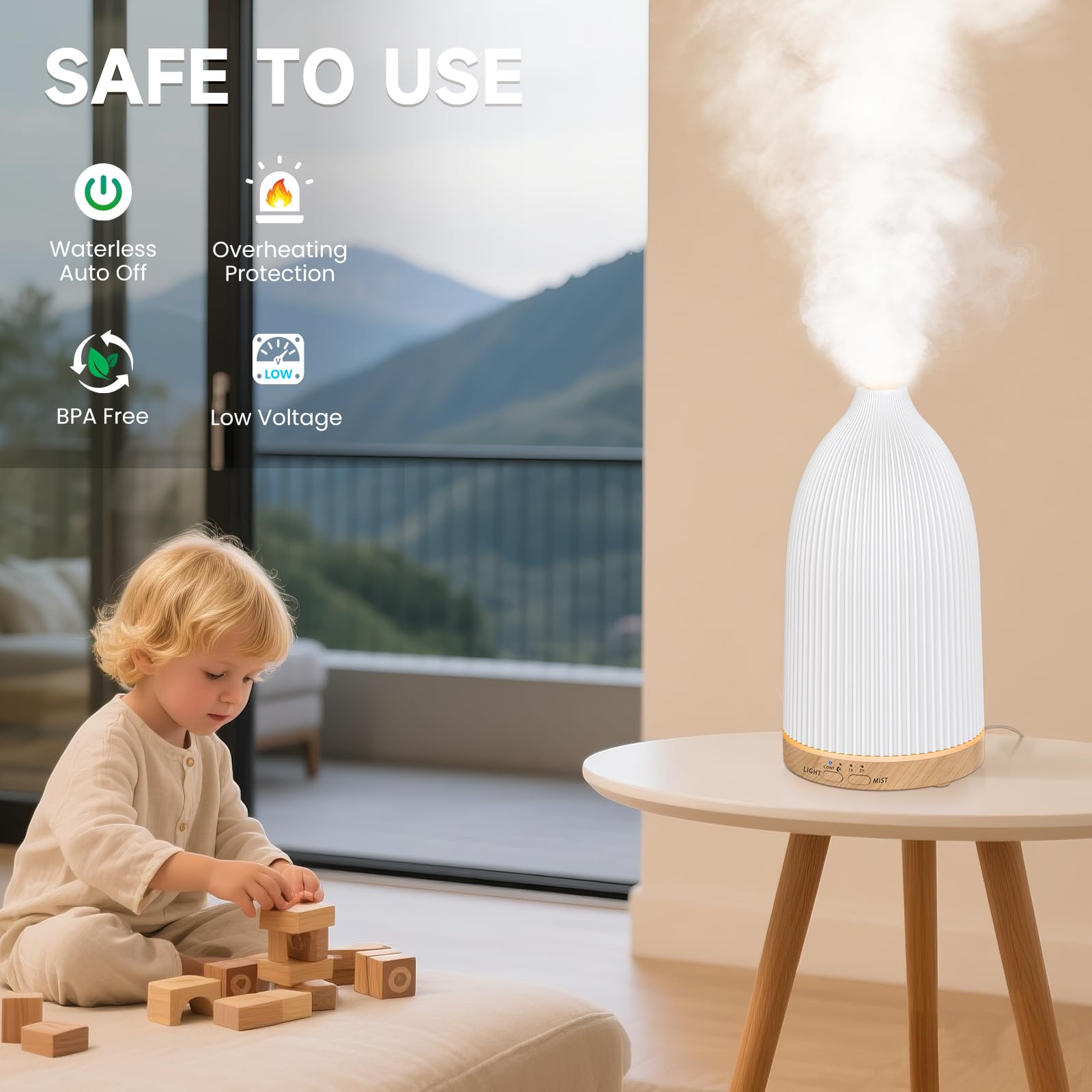 Diffuser with 7-color LED ambient lighting