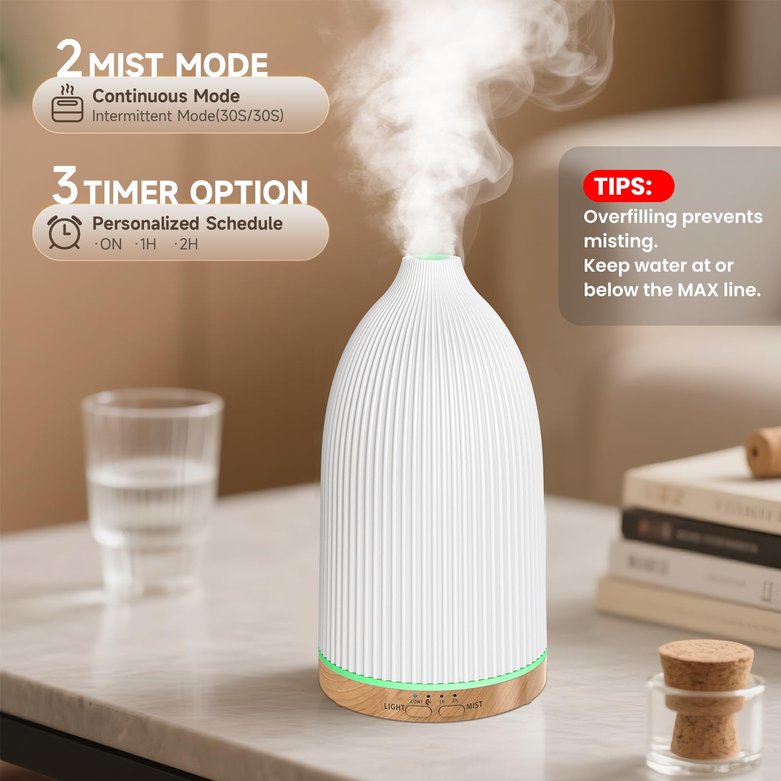 Auto shut-off feature on 100ml essential oil diffuser
