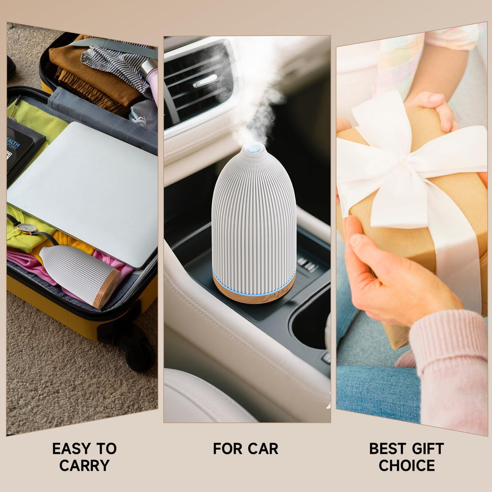 Diffuser in a bedroom with soft ambient lighting