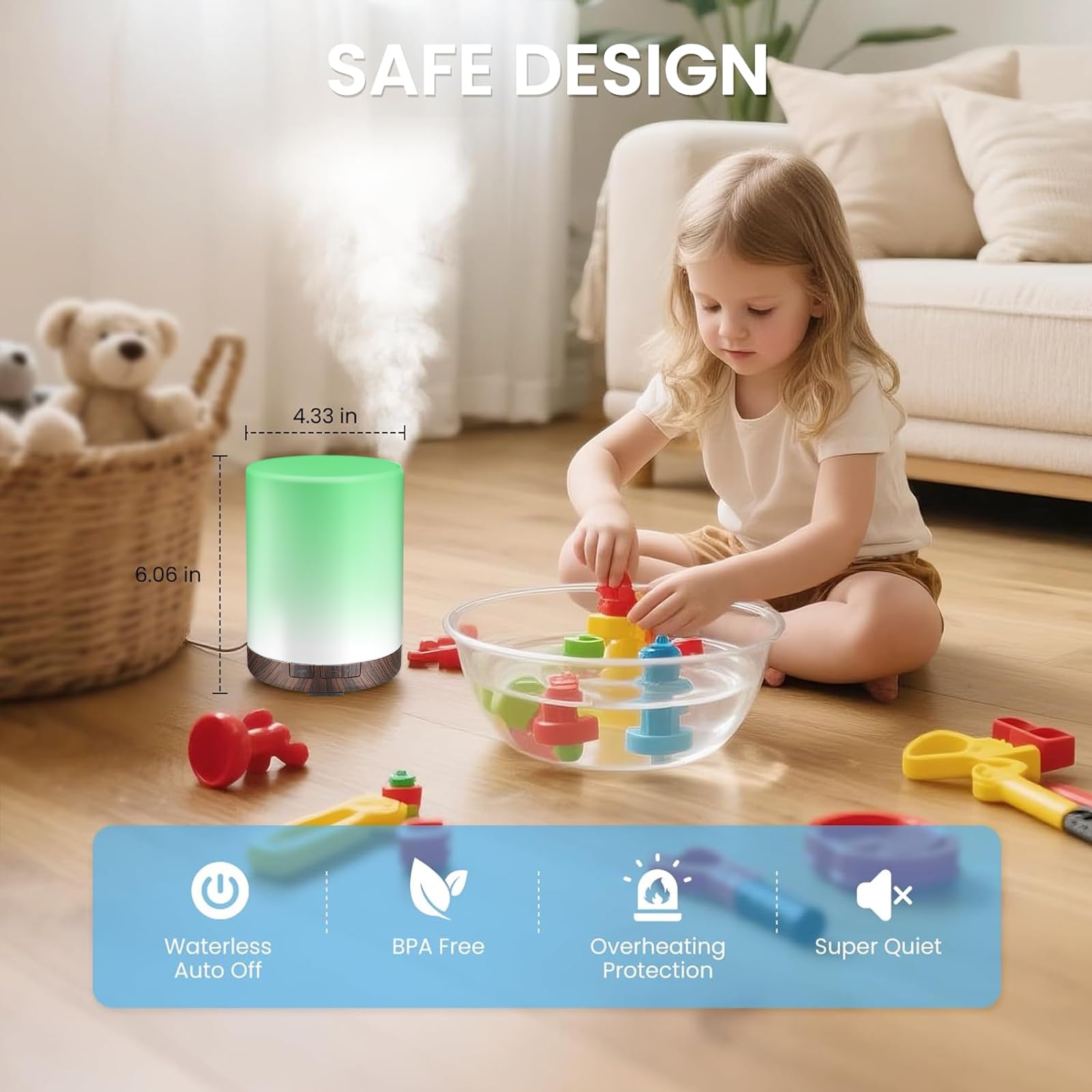 Diffuser humidifying a small to medium room