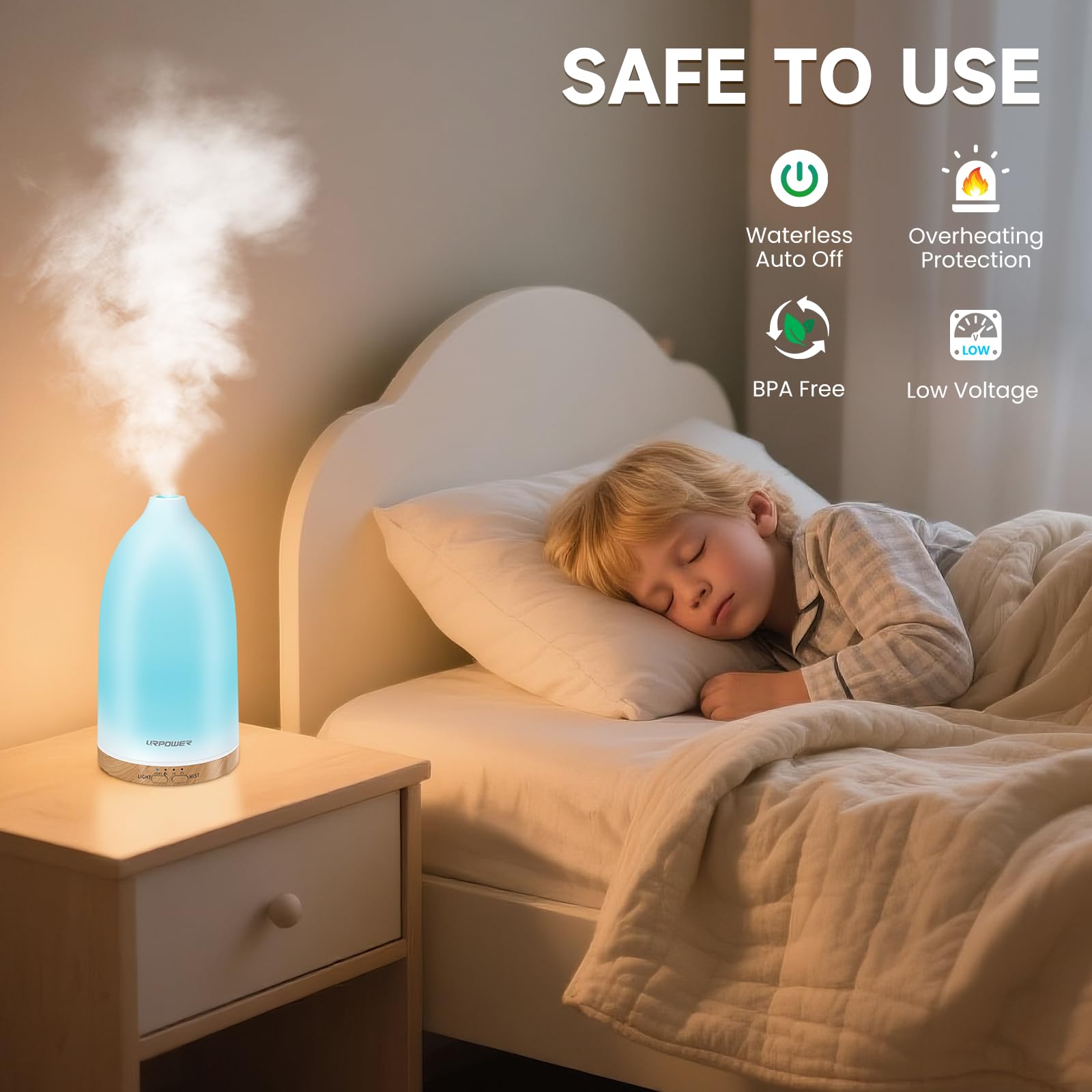 7-color LED lights cycling; lights can be fixed on one color.