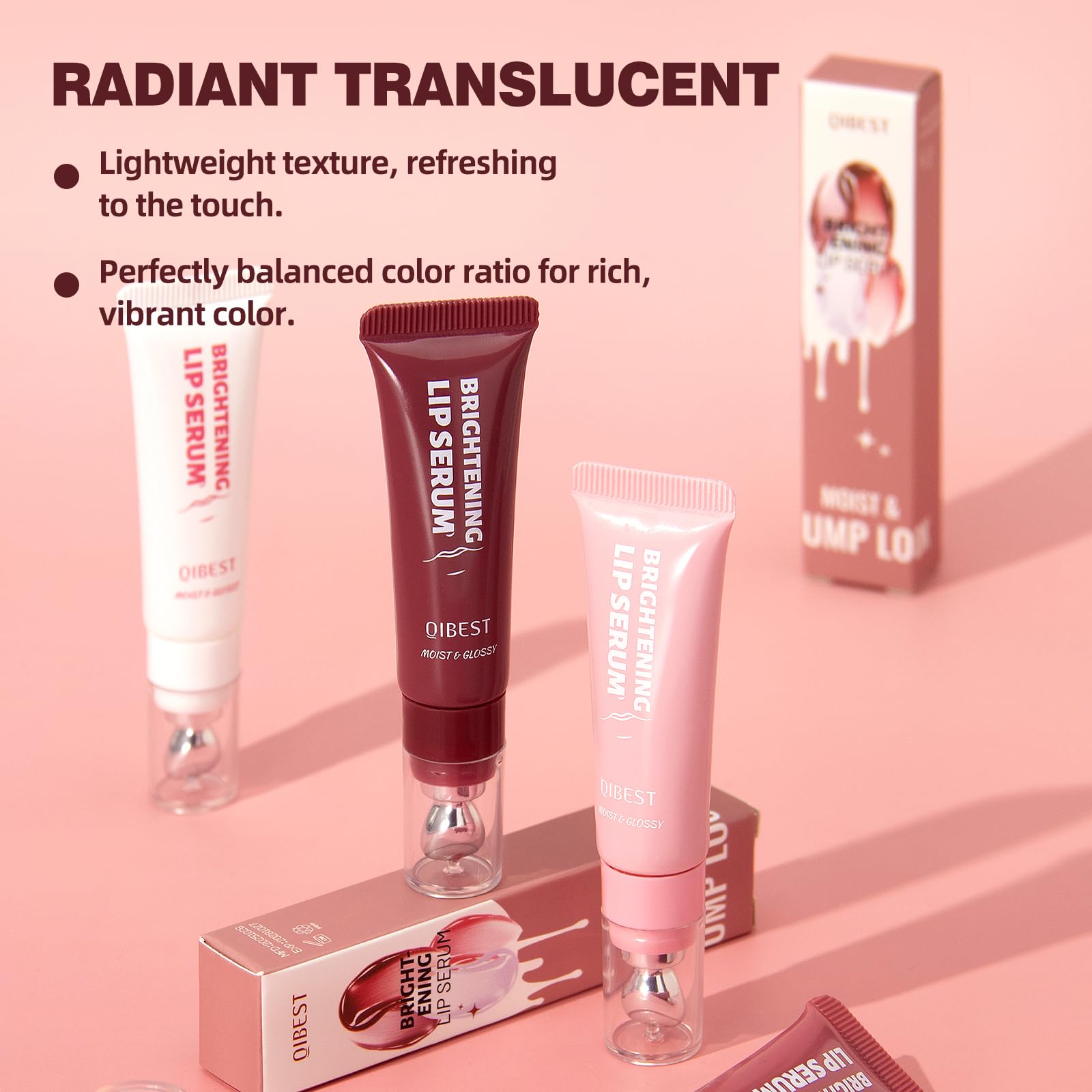 URQT Brightening Lip Serum Deep Mauve shade defines lips with gloss