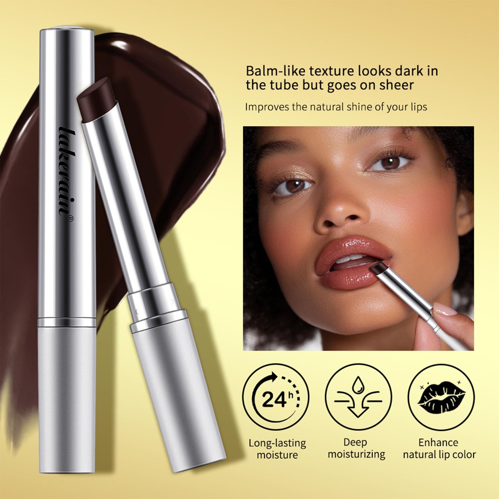 URQT Honey Lipstick Tinted Balm swirl on skin shows sheer nourishing tint.