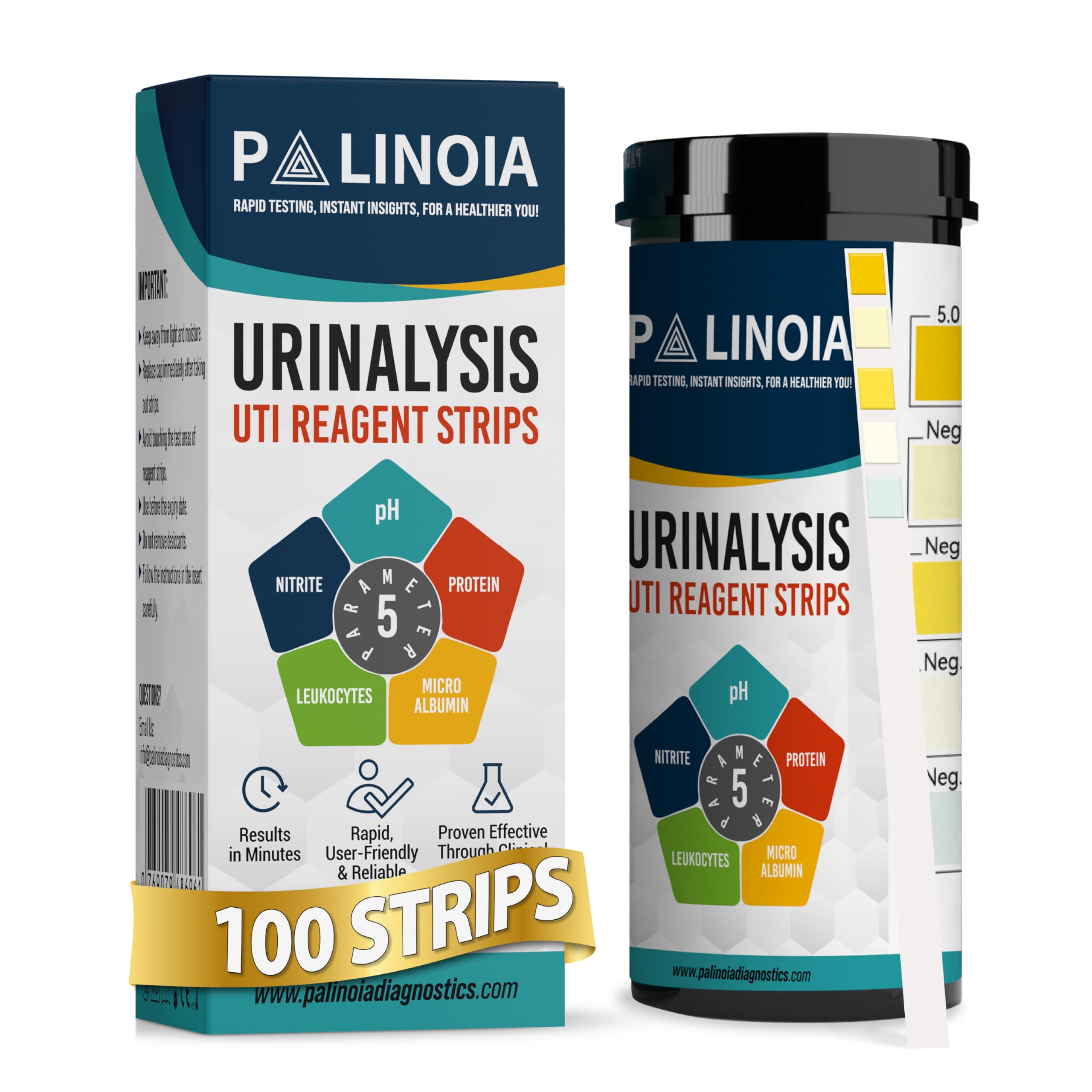 URS 5-in-1 Urine Test Strips box and packaging