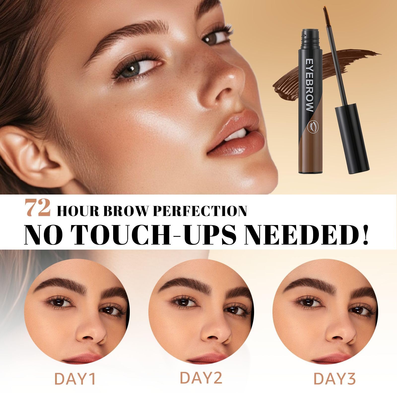 Ursoulney brow gel peel-off revealing natural-looking brows.