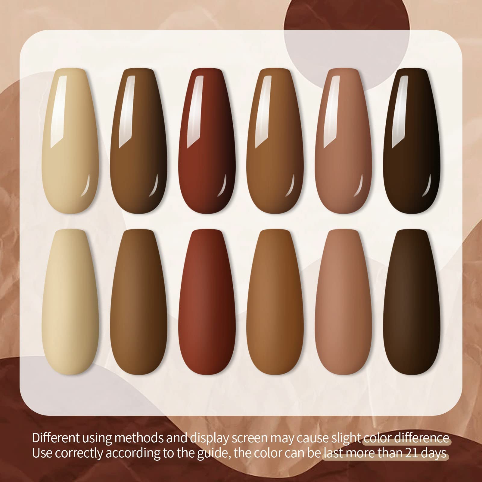 UR SUGAR caramel brown gel nail polish bottle showcases warm tones.