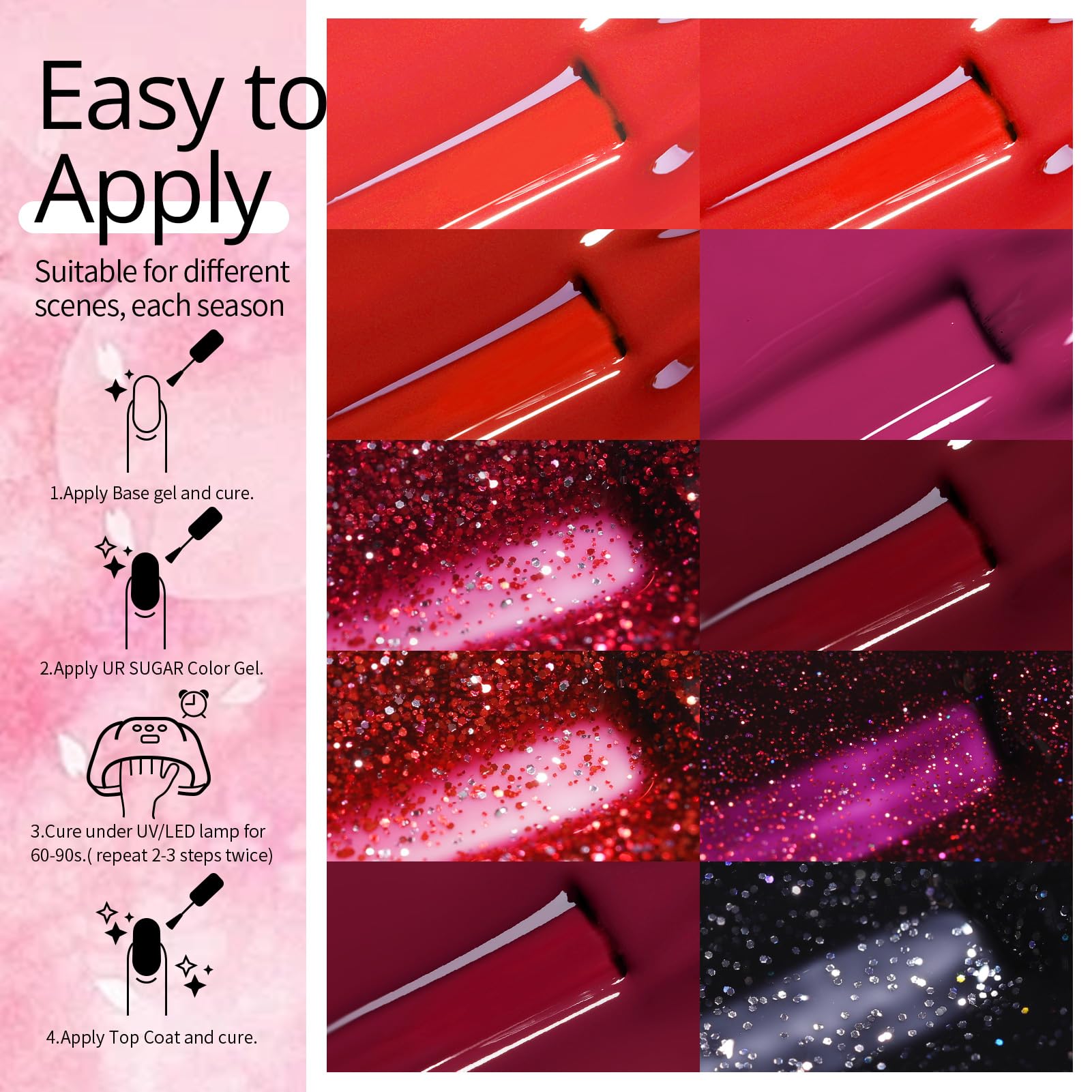 UR SUGAR high gloss finish represents long-lasting shine and smooth application.