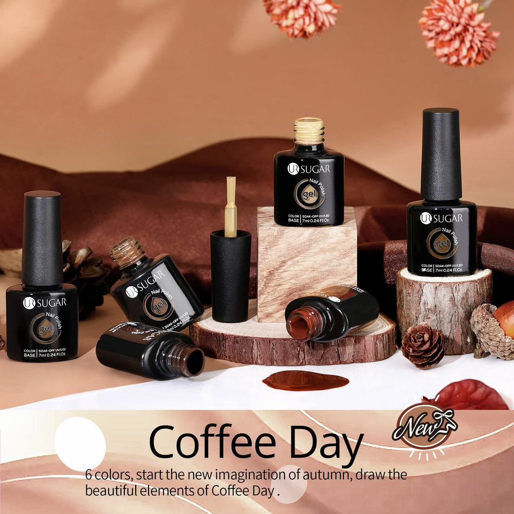 UR SUGAR khaki gel nail polish bottle for earthy neutral looks.