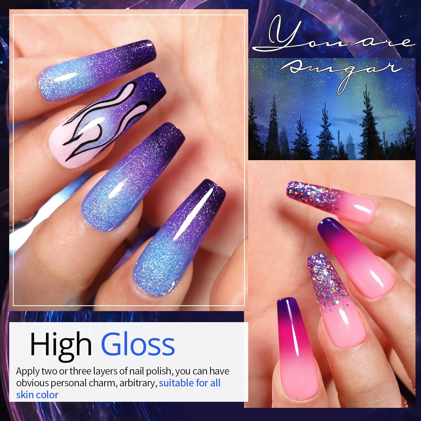 UR SUGAR Magnetic Gel creates eye-catching patterns with a magnetic shimmer.