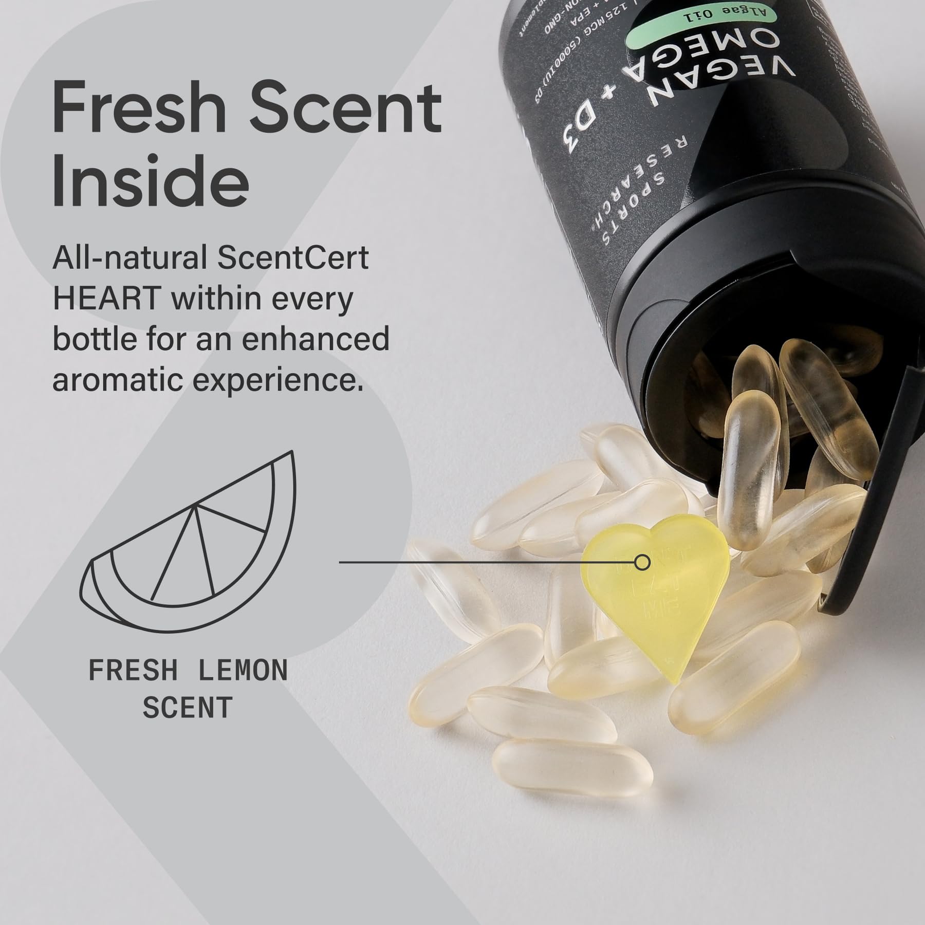 Made in the USA vegan omega-3 D3 softgels