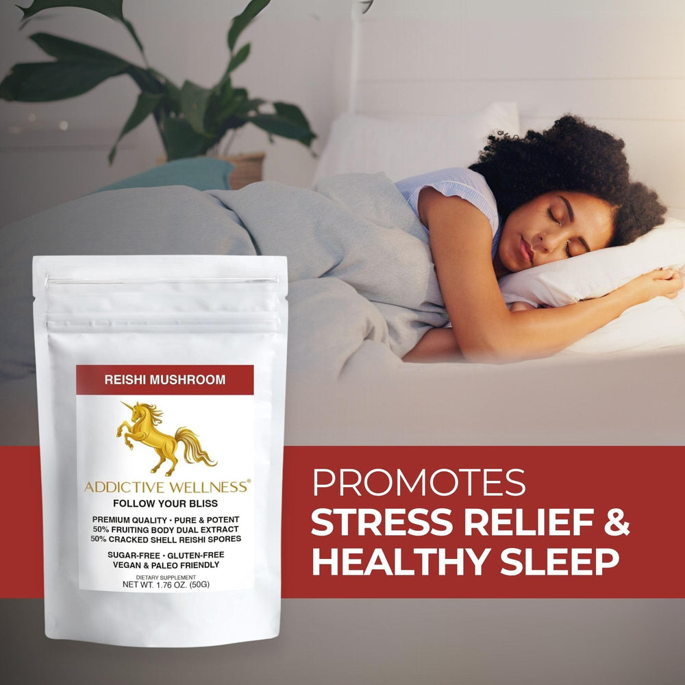 American-owned Addictive Wellness reishi product branding and packaging